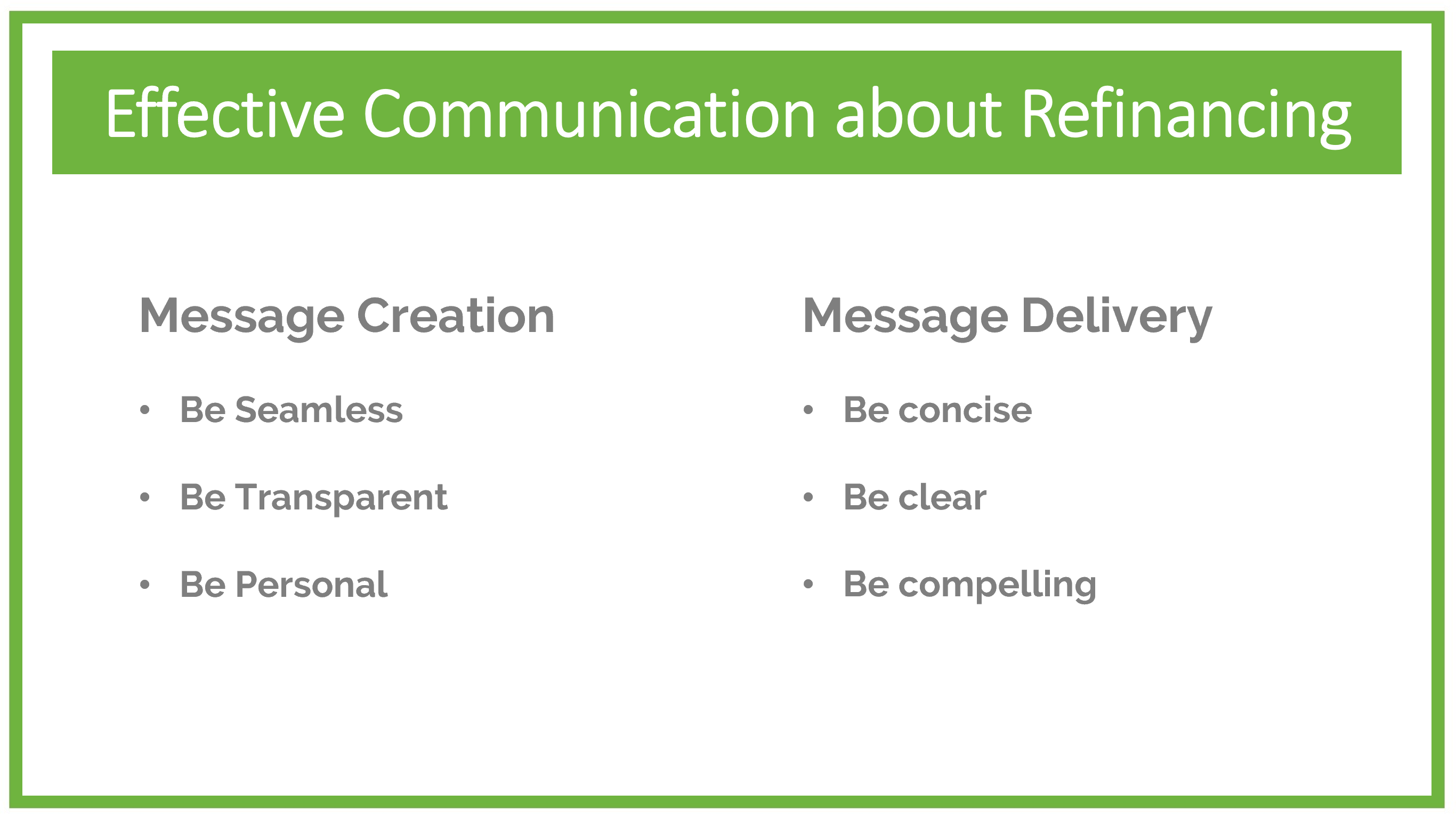 Keys to Effective Communication about Refinancing